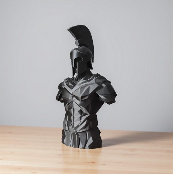 Low Poly Spartan Savaşçı Büstü — Heykelsi Form — low poly spartan büstü — dijital zanaat