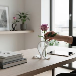 Akışkan Formlu Tek Çiçeklik Heykel Stand — heykelsi çiçeklik — dijital zanaat