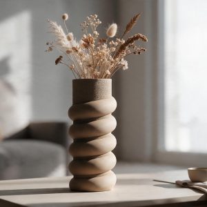 Spiral Form Heykelsi Vazo | Dokulu Zanaat