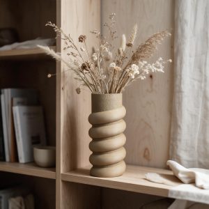 Spiral Form Heykelsi Vazo | Dokulu Zanaat — botanik dekor