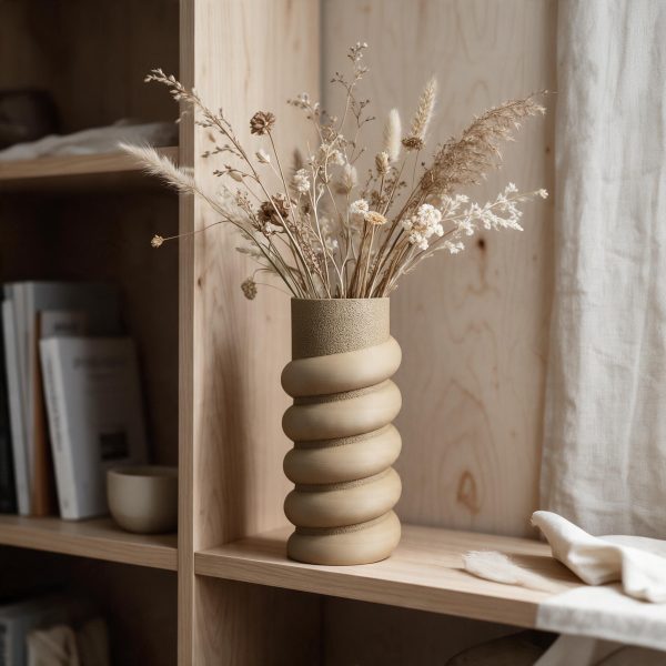 Spiral Form Heykelsi Vazo | Dokulu Zanaat — botanik dekor