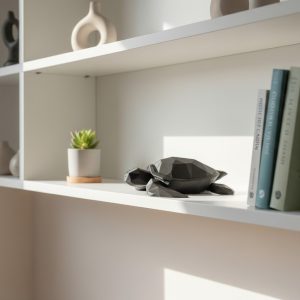Geometrik Deniz Kaplumbağası Heykeli — Low Poly Form — antrasit