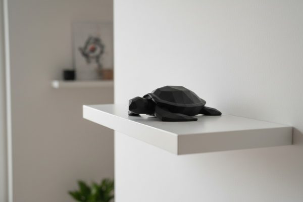 Geometrik Deniz Kaplumbağası Heykeli — Low Poly Form — antrasit