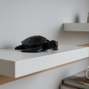 Geometrik Deniz Kaplumbağası Heykeli — Low Poly Form — antrasit