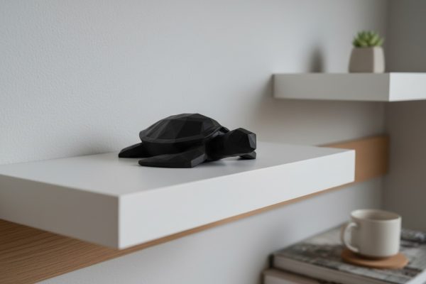 Geometrik Deniz Kaplumbağası Heykeli — Low Poly Form — antrasit