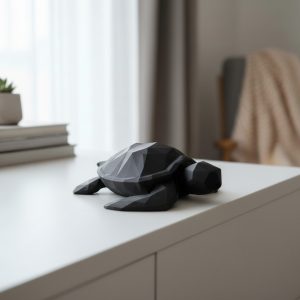 Geometrik Deniz Kaplumbağası Heykeli — Low Poly Form