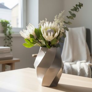Kıvrımlı Form Vazo — Heykelsi Spiral Tasarım — heykelsi vazo — dekoratif obje