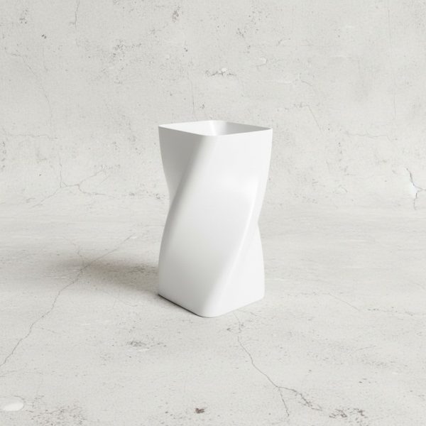 Spiral Form Vazo — Heykelsi Büküm — kirik-beyaz